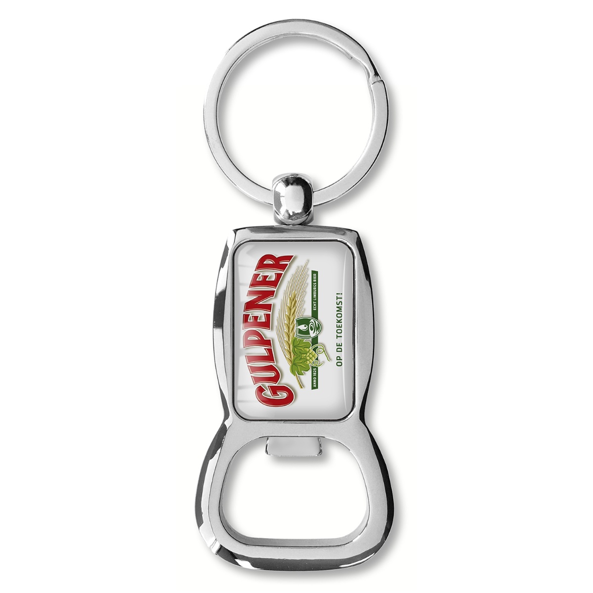 Luxe metalen sleutelhanger met opener en doming