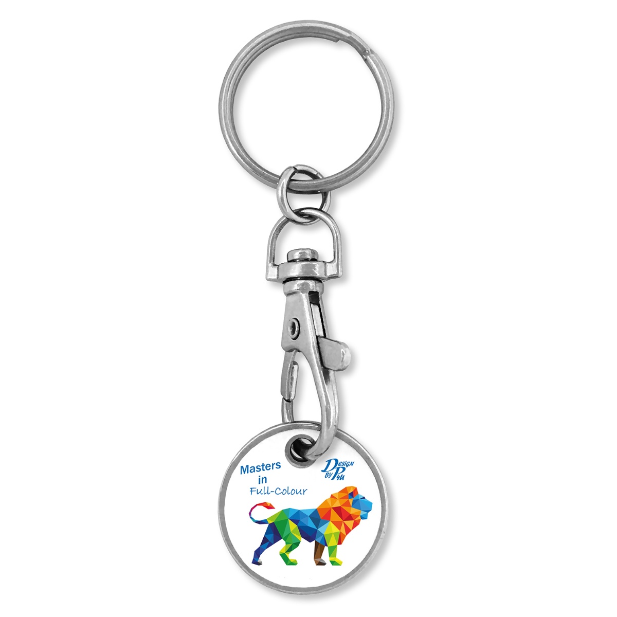 Sleutelhanger met muntje met full colour bedrukking